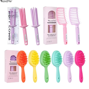 Juego de cepillos y peines para el cabello de colores gelatina al por mayor de fábrica Wanmei, cepillo curvo ventilado para desenredar el cabello - Product Image 1