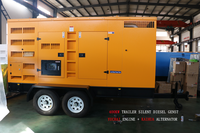 Groupe électrogène diesel silencieux portable/mobile de type remorque 200kw/kva 300kw/kva 400kw/kva 500kw/kva avec 1/3 phase 24v DC à vendre