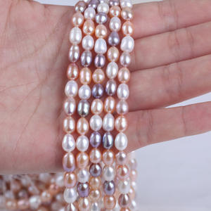 สร้อยคอมุกน้ำจืดสีขาวธรรมชาติ รูปทรงข้าว ขนาด 5.5-6 มม. ลูกปัดกึ่งสำเร็จรูป ไข่มุกขาวหลวม ขายส่งจากจูจี้ สำหรับงาน DIY - Product Image 5