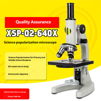 Microscope biologique exquis, corps entièrement métallique, éclairage LED, pour expériences en classe de sciences à l'école primaire, emballage séparé
