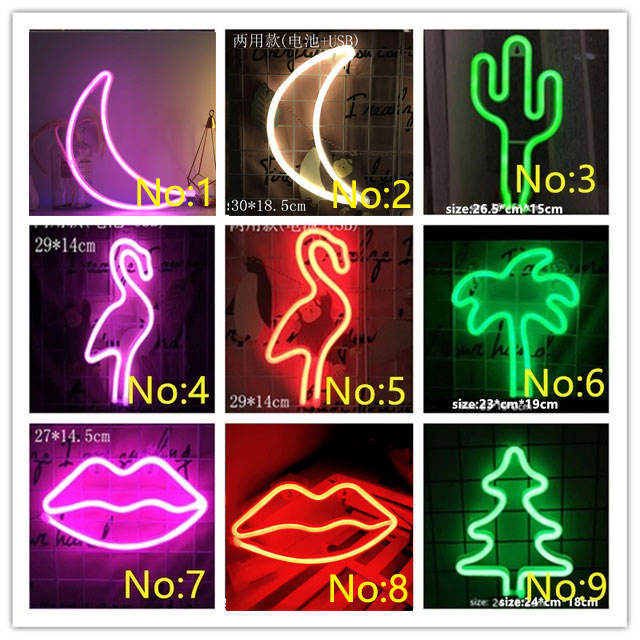 Desktop Lightning Bolt Cat Palm Cactus USB-Powered Battery Custom LED Neon Sign for Christmas Party and Kids Room Decoration
