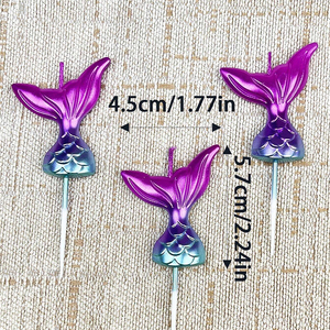 KLS 3 pz candele per torta di <span class=keywords><strong>compleanno</strong></span> a forma di coda di colore sfumato per decorazioni per feste a tema oceano di fascia alta - Product Image 3