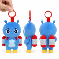 Porte-clés en peluche Jetpack Aliens OEM ODM, pendentif de sac, faible MOQ, promotionnel, personnalisé, en tissu peluche doux à poils courts