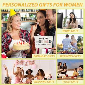 Divertida Bolsa de Maquillaje con Diseño de Gato, Regalos para Amantes de los Gatos, Bolsa de Cosméticos de Lona con Logotipo Personalizado, Bolsa de Aseo con Cierre para Niñas - Product Image 4