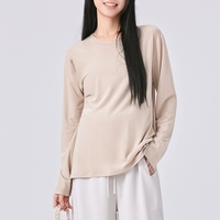T-shirt de maternité en coton Yokos Printemps-Été 2026 – Haut ample polyvalent amincissant simple uni à col rond pour la maison après l'accouchement