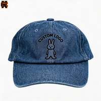Gorra de Béisbol Azul Vaquero con Lavado Ácido, Estilo Desgastado, Personalizable con Logotipo, Ajustable, Unisex, Estilo Urbano Informal