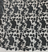Femmes nouveau Jacquard lait soie tissu pivoine fleur broderie noir velours dentelle découpé au Laser filles robe Polyester mariage maison