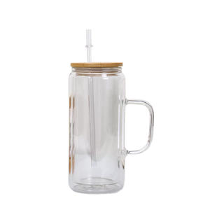 Gobelet en verre à double paroi pré-perçage de 16oz 20oz avec poignée Boule à neige en verre avec paille - Product Image 5