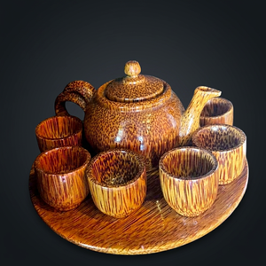 Théière vintage en bois de coco, pot en bois artisanal du Vietnam pour la dégustation du thé, décoration intérieure et présentations hôtelières, vente en gros - Product Image 1