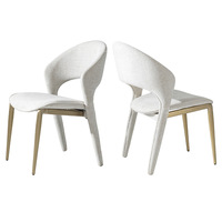 Chaise de salle à manger contemporaine minimaliste avec structure métallique, revêtement en tissu bouclé doux, design ergonomique pour appartements et salles à manger.