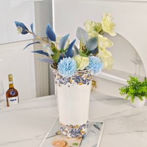 Vase en céramique bleu hydrangea de luxe fait à la main, design européen américain, écologique, peinture sous glaçure moderne, décoration de jardin d'intérieur, cadeau - Product Image 2