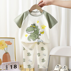 <span class=keywords><strong>Pigiama</strong></span> Estivo 2026 per Bambini <span class=keywords><strong>1</strong></span>-8 Anni, Set Casual 2 Pezzi a Maniche Corte, in Cotone Morbido, Unisex - Product Image 2