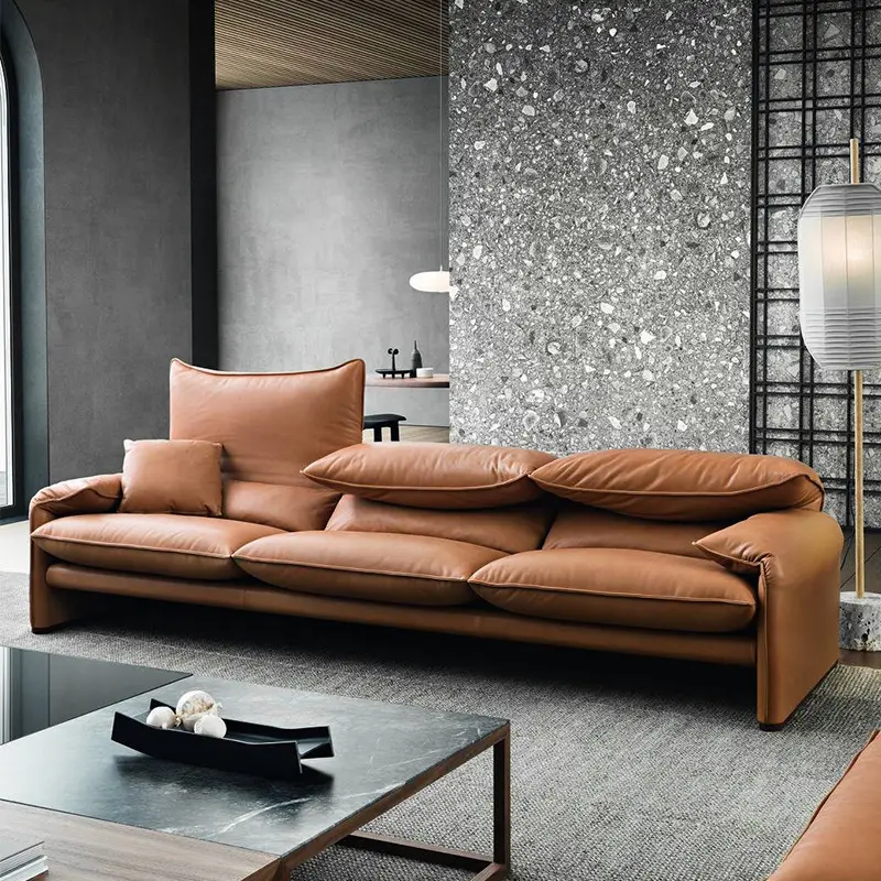 ATUNUS endüstriyel otel meubles de salon de luxe Maralunga canape dossier esnek canape en cuir Napa
