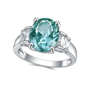 OL0153 gioielli costanti Design popolare 925 Sterling Silver Lab Green Spinel Solitaire Jewelry Hand Ring per ragazza