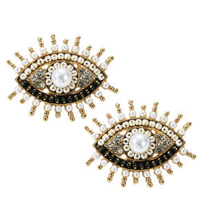 Bijoux de déclaration perles complètes cristal chanceux mauvais yeux boucles d'oreilles diamant noir strass globe oculaire Dangle boucle d'oreille pour femmes - Product Image 5