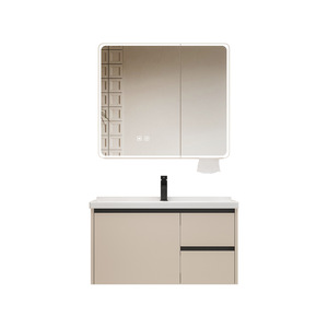 Conjunto de Espejo LED <span class=keywords><strong>con</strong></span> Lavabo de Cerámica y Gabinete de Almacenamiento de Aleación de Aluminio, Resistente al Óxido, para Apartamentos de Alquiler - Product Image 6
