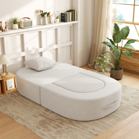 ATUNUS Komprimiertes Schwammsofa, Knochenloses Einzelsofa-Bett für Wohnzimmer, Schlafzimmer, Heim-Möbel, Weißes Ovales Faulenzersofa