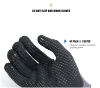 Gants de travail de sécurité en nylon et spandex 15 jauges avec points en nitrile Good Flex Grip, paume enduite de NBR noir, nitrile sablé, pour hommes, pour travaux lourds