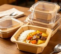 Boîte alimentaire jetable carrée en papier kraft imperméable pour boulangerie, camping, pique-nique, restaurant et vente en gros