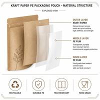 Sachets personnalisés en papier kraft PE avec fenêtre et fermeture éclair pour emballage de noix et aliments secs – Vente en gros