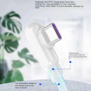 สายเคเบิลข้อศอก90องศา USB Type C 5A USB 2.0ชาร์จเร็วสำหรับ Xiaomi Samsung OPPO <span class=keywords><strong>OnePlus</strong></span> สายเคเบิลข้อมูล2M Type C - Product Image 6
