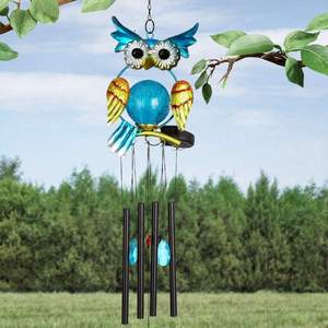 Oniya carillons éoliens solaires LED à énergie solaire hibou métal changeant de couleur carillon veilleuse pour maison jardin chambre - Product Image 3