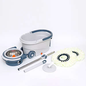 फैक्टरी थोक घरेलू स्पिन जादू पर्यावरण के अनुकूल दोहरी ड्राइव फ्लैट हेड टेलीस्कोपिक हैंडल स्टील पोल मॉप बाल्टी स्व-रिंगर - Product Image 3