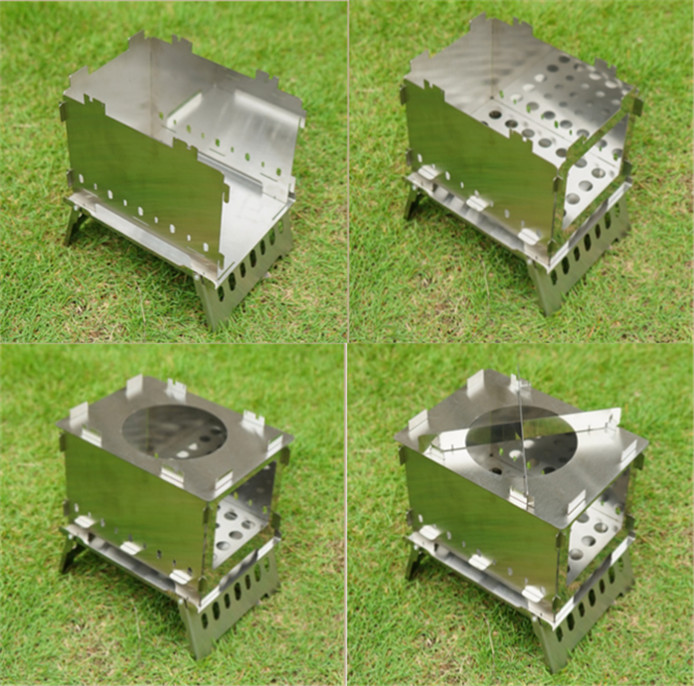 SUS304 Portable BBQ Stove Grill 1.2KG Windproof Folding Wood Burning Camping Stove
