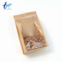 Pochette composite en kraft anti-humidité avec fenêtre personnalisée et fermeture éclair, surface résistante aux rayures, taille sur mesure pour snacks et mélanges de fruits secs