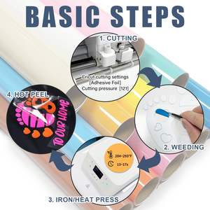 Vinyl Transfer Panas Cetak Logo Kustom, PU Metalik Tahan Suhu Tinggi untuk Pakaian, Kertas & Film Setrika - Product Image 4