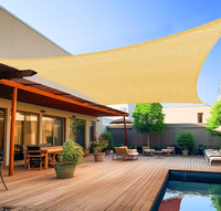 Sonnensegel Beige für Hochbeete und Pool-Terrassen, Dreieckiges Vordach über Deck mit Palmenmotiv
