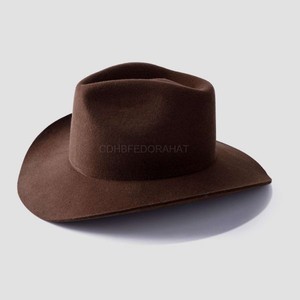 100% sombrero de vaquero de fieltro de lana Unisex ala ancha estilo liso mujeres hombres moda sombrero personalizado OEM disponible - Product Image 5