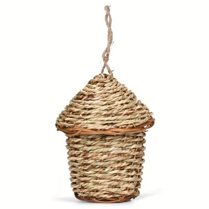 Nichoir en paille fait main, nid suspendu, finition naturelle, ornement de jardin pour oiseaux, décoration extérieure - Product Image 4