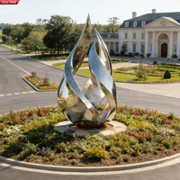 YOUFINE Statue torche en acier inoxydable poli miroir sur mesure, décoration paysagère contemporaine