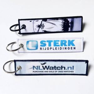 China Factory <b>Custom</b> Flight Embroidery Keychain Woven Key <b>Tag</b> With Your Own Logo - Product Image 2