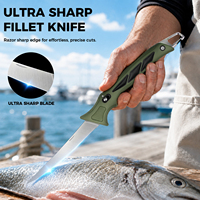 Nouveau couteau à poisson pliable d'extérieur en acier inoxydable, couteau à filet super tranchant avec système de verrouillage, couteau de camping et de chasse portable