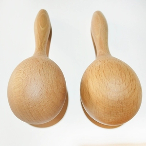 Maracas en bois de hêtre naturel brut, instrument de percussion Orff pour enfants, jouet musical sensoriel précoce - Product Image 4