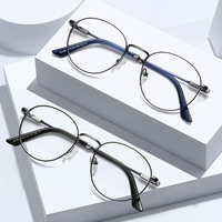MS 91765 2025 nuevos marcos de anteojos de Metal óptico azul bloqueo de luz gafas redondas diseño de moda gafas graduadas personalizadas