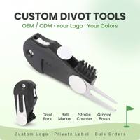 Outil de réparation de divots de golf avec compteur de score, réparateur de divots pliable en plastique, 2 marqueurs de balle, brosse, outils de réparation de divots de golf, logo personnalisé