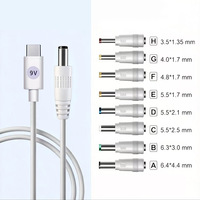 Kit de câbles d'alimentation USB-C vers DC multi-tensions 5V 12V 20V avec 8 embouts DC interchangeables assortis, cordon d'alimentation DC Type-C