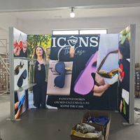 Stand d'exposition modulaire personnalisé avec éclairage LED en tissu SEG et comptoir pour salon professionnel