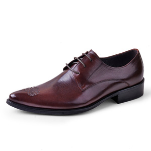 Business formal leather <b>shoes</b> - Men's genuine leather top-grain cowhide pointed-toe engraved <b>shoes</b> - Product Image 6