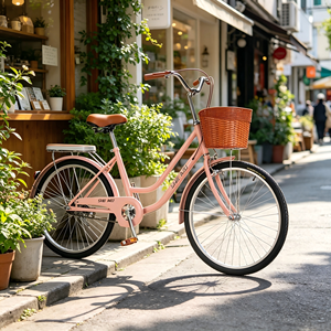 <span class=keywords><strong>Vélo</strong></span> de ville robuste pour femmes en acier à haute teneur en carbone de <span class=keywords><strong>24</strong></span>/26 <span class=keywords><strong>pouces</strong></span>, équipé de freins avant <span class=keywords><strong>et</strong></span> arrière, avec panier <span class=keywords><strong>et</strong></span> dossier - Product Image 3