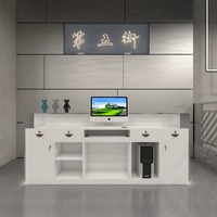 Vente directe d'usine, comptoir de réception en bois, comptoir de réception pour spa, salon, magasin de vêtements, table de caisse avec éclairage LED