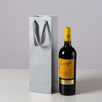 Sacs en papier personnalisés de luxe pour bouteilles de vin, avec ruban, écologiques, réutilisables, pour une ou deux bouteilles, sacs de shopping