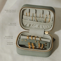 Petite boîte à bijoux en PU pour femmes et filles, organiseur de boucles d'oreilles, étui à bijoux portable en cuir PU, boîtes cadeaux, étui de voyage pour bijoux