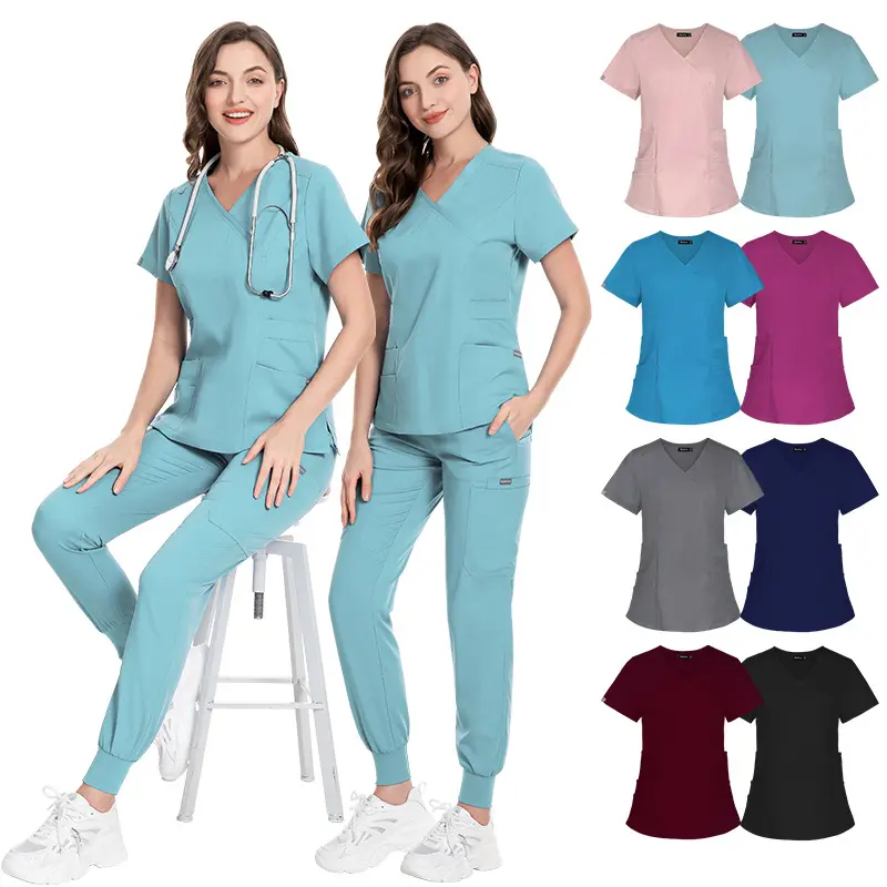 Slim Fit Scrubs Medische Uniformen Vrouwen Chirurgische Verpleegkundigen Pakken Ziekenhuis Tandheelkundige Kliniek Schoonheidssalon Werkkleding Spa Kleding