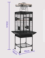Grande cage à perroquets en tube d'acier, cage d'élevage pour oiseaux avec étagère de rangement et roulettes