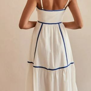 Vestido Corsé Midi sin Mangas Elegante para Mujer, Venta Caliente 2025, Personalizado, 100% Algodón Tejido, Vestido Casual de Verano a la Moda - Venta al por Mayor - Product Image 2