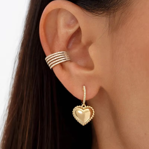 Bijoux fantaisie véritable plaqué or étanche <span class=keywords><strong>r</strong></span>ésistant au ternissement Glamour bijoux pour femmes 5a cubique zircone amour coeur boucles d'oreilles - Product Image 4